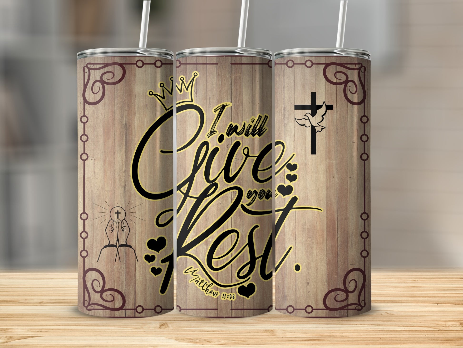 I Will Give You Rest Artistic Tumbler Design
