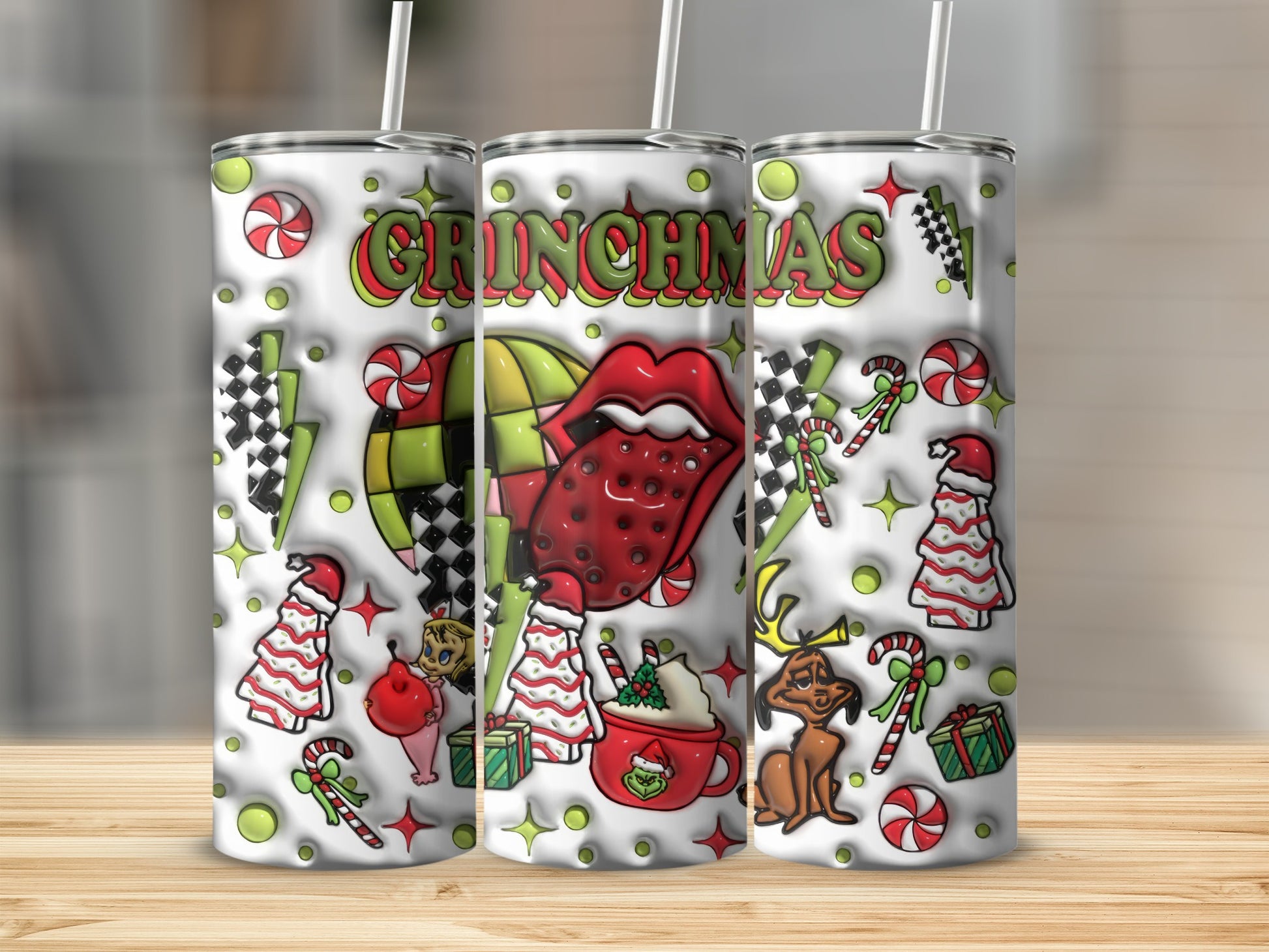 Festive Grinch Christmas Themed Tumbler product