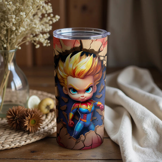 Superhero Character Breaking Through Tumbler Product