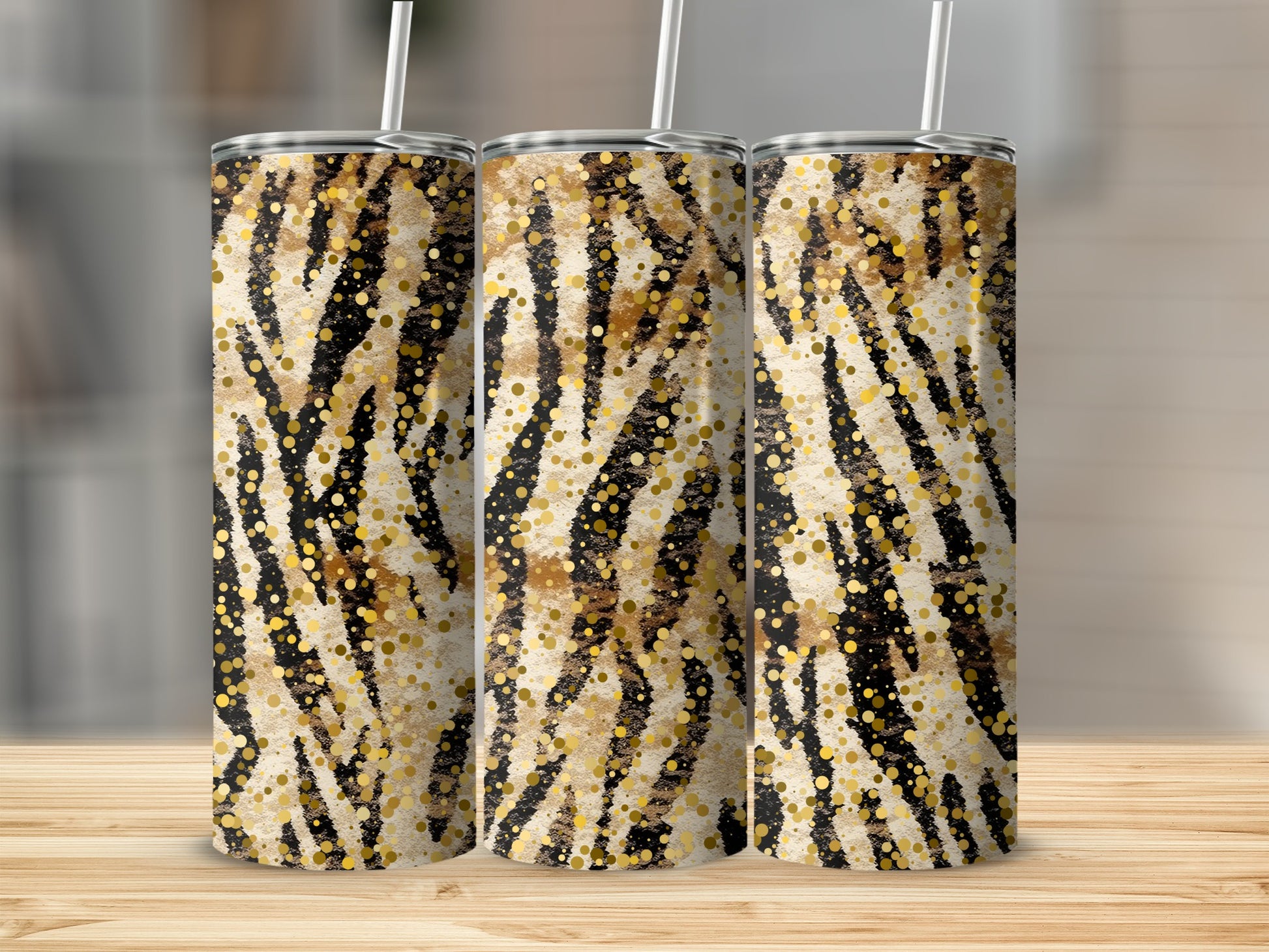 Animal Print Glitter Pattern Insulated Tumbler