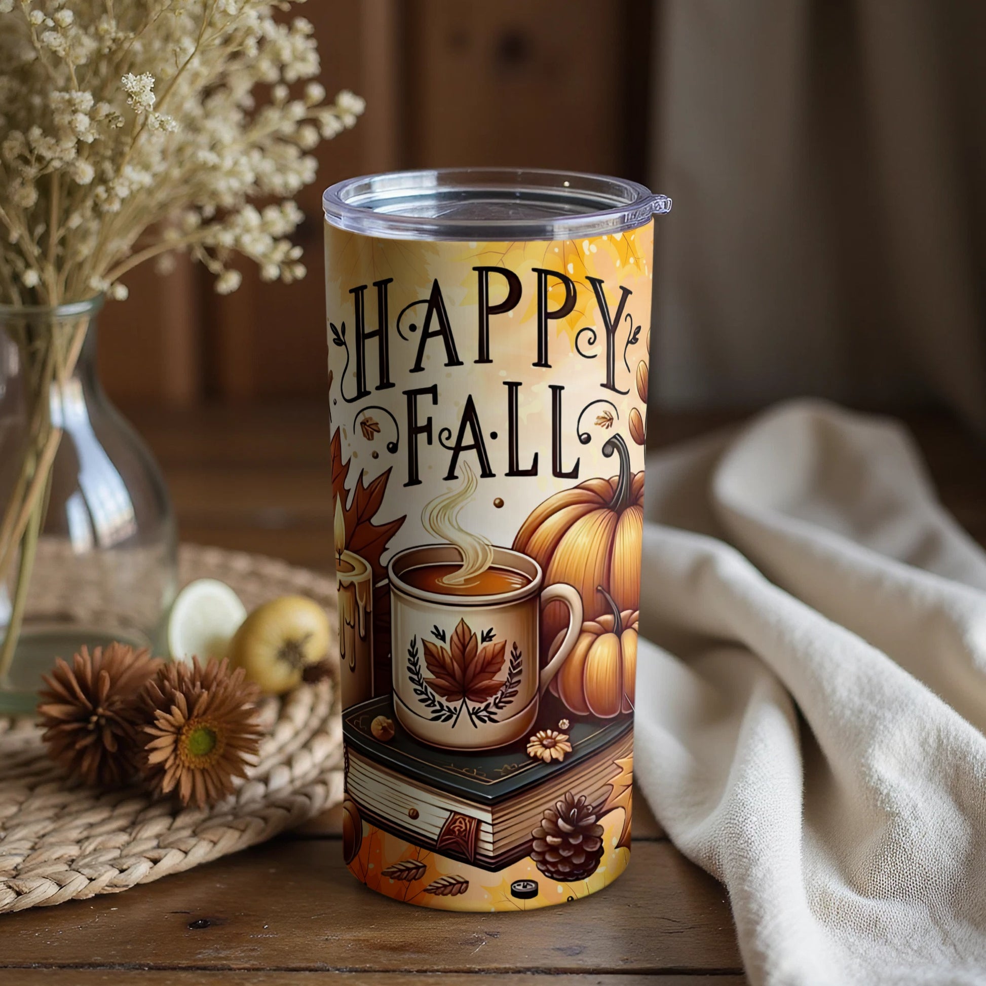 Happy Fall Themed Tumbler with Autumn Designs Product