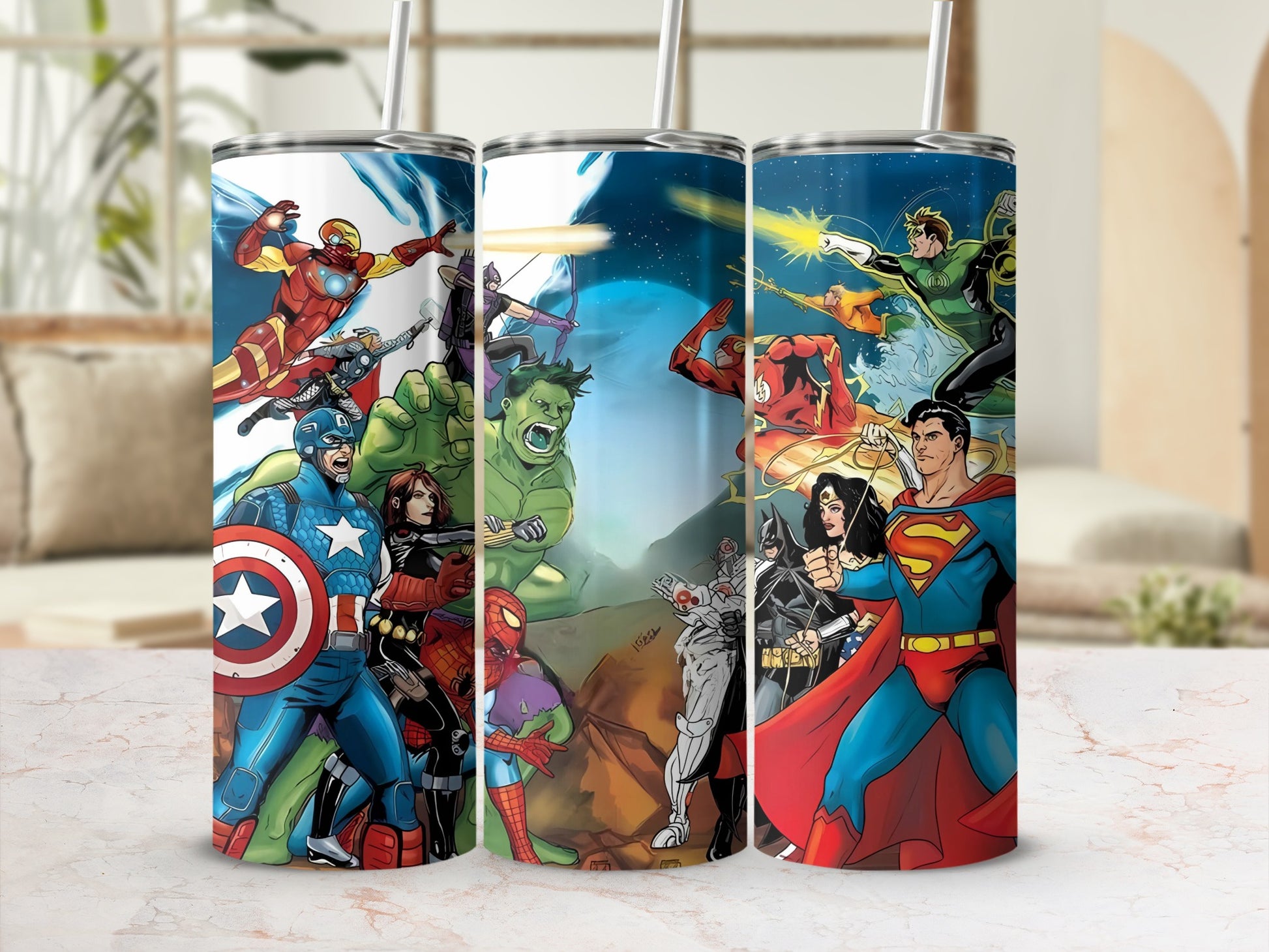 Superhero Avengers and Justice League Tumbler Set
