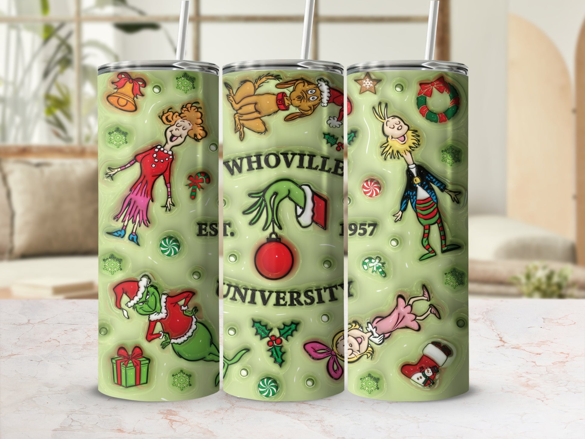 Whoville University Design Tumbler with Straw