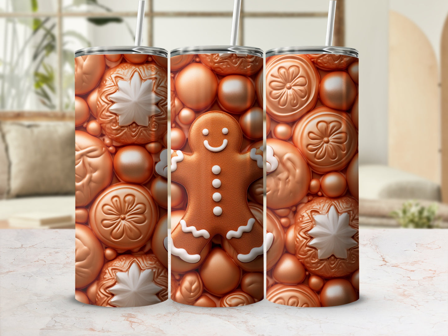 Festive Gingerbread and Ornaments Insulated Tumbler