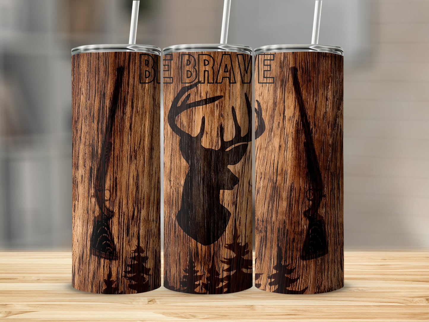 Be Brave Deer Silhouette Hunting Theme Tumbler