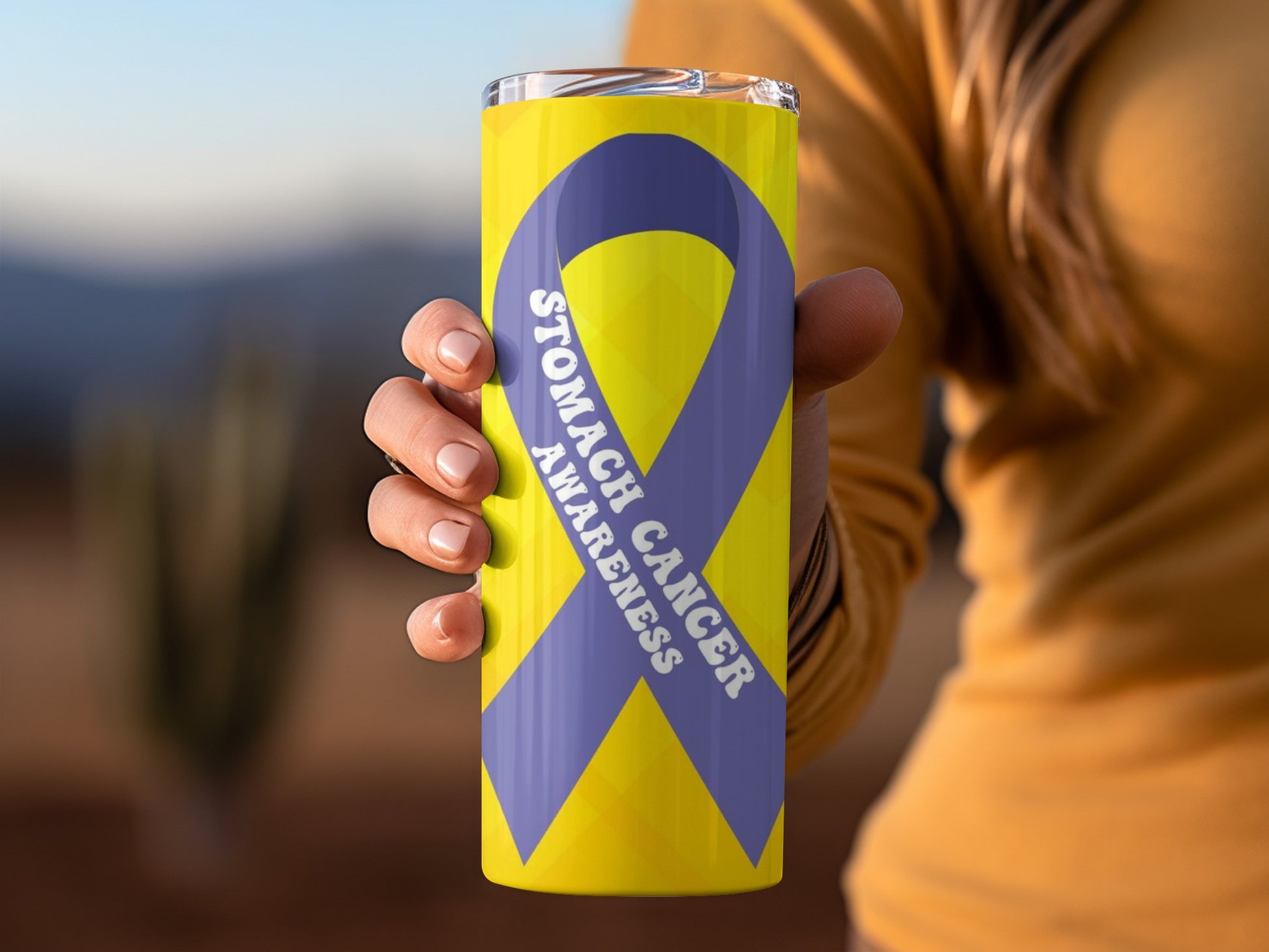 Stomach Cancer Awareness Ribbon Tumbler Cup