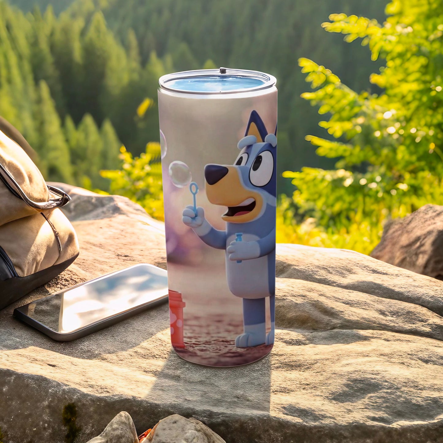 Cute Cartoon Dog with Bubbles Travel Tumbler Product
