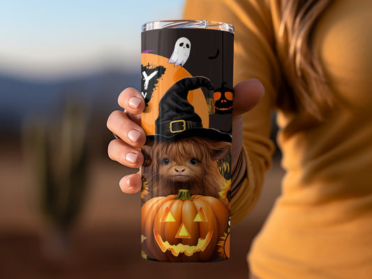 Halloween Dog and Pumpkin Halloween Tumbler Cup