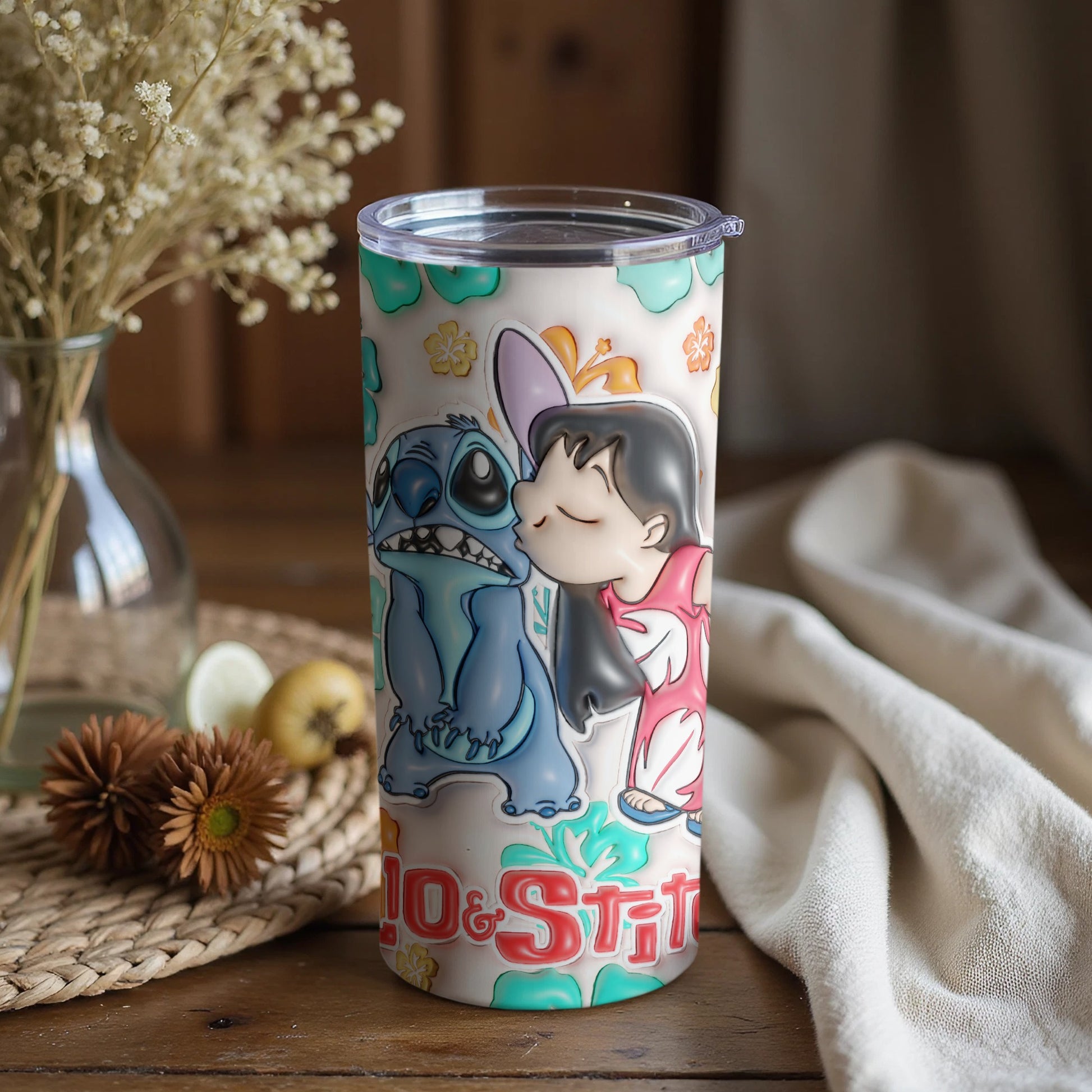 Adorable Lilo and Stitch Artwork Travel Tumbler