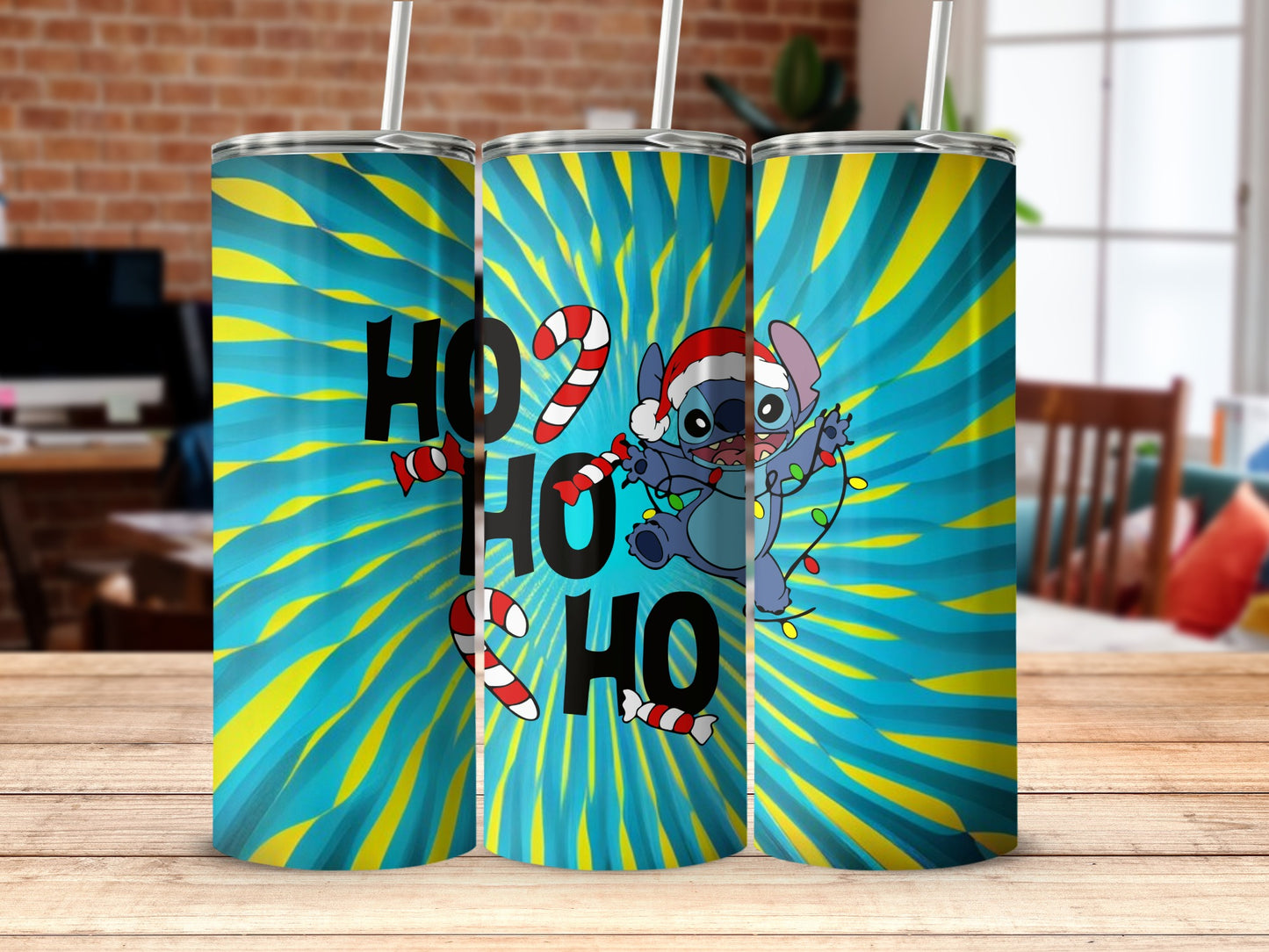 Ho Ho Ho Candy Cane and Santa Design Tumblers
