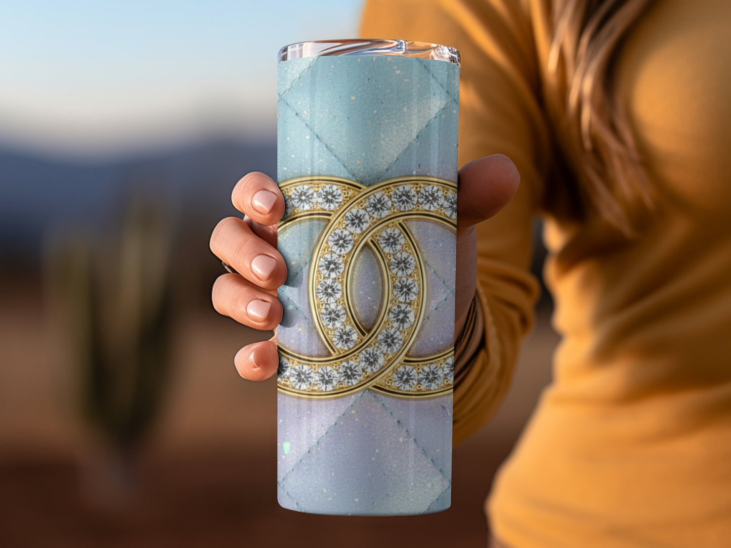 Iconic Quilted Pattern Bling Logo Tumbler