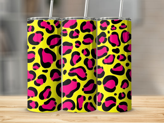 Vibrant Neon Pink Leopard Print Skinny Tumbler