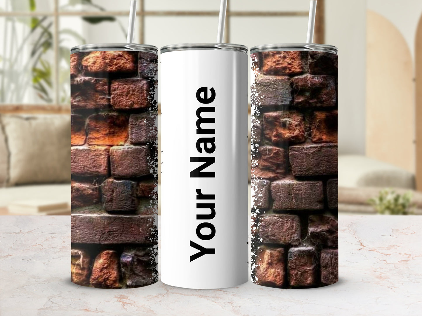 Personalized Brick Wall Design Tumbler with Your Name
