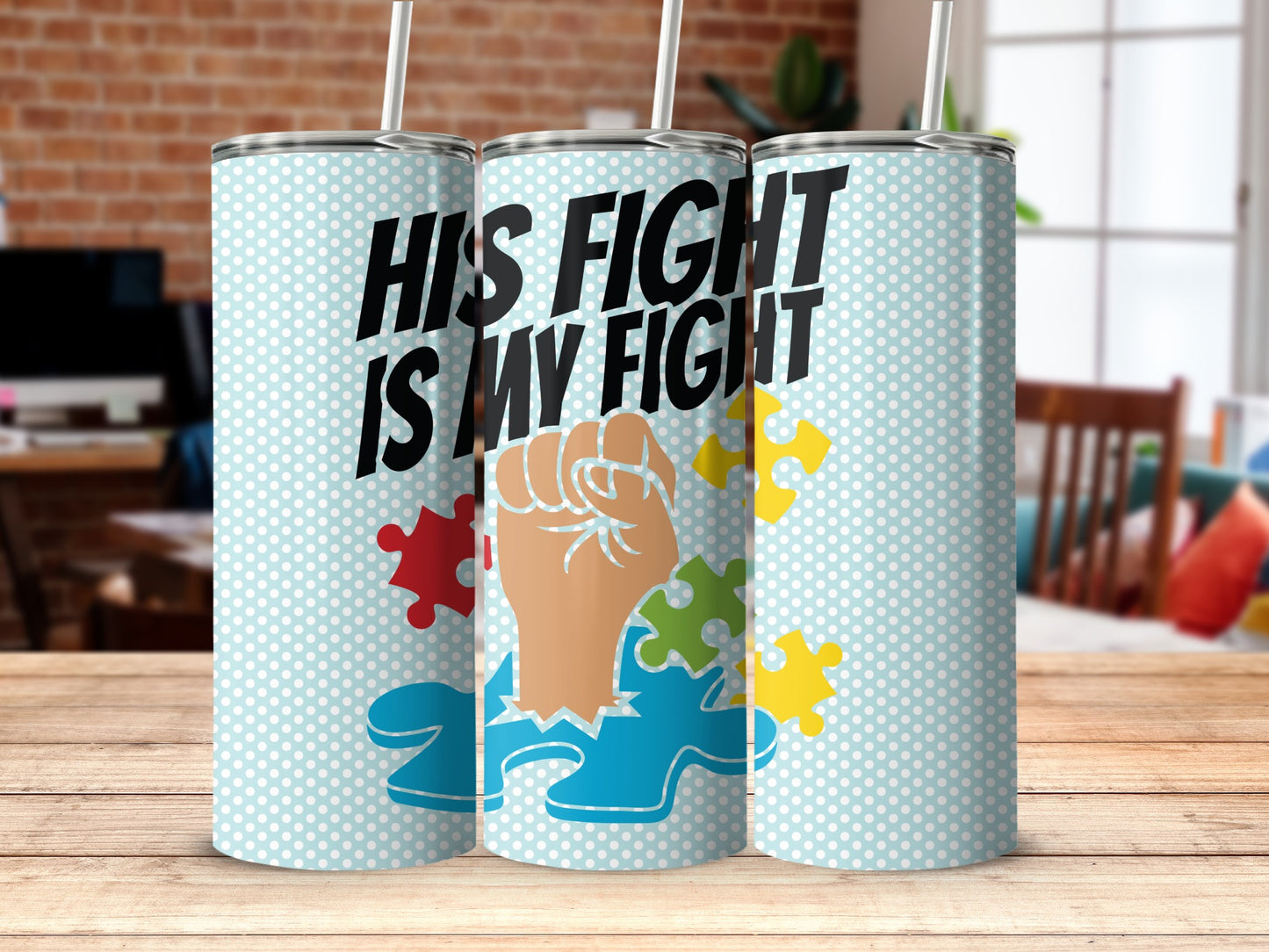 His Fight Is My Fight Tumbler Flask for Awareness