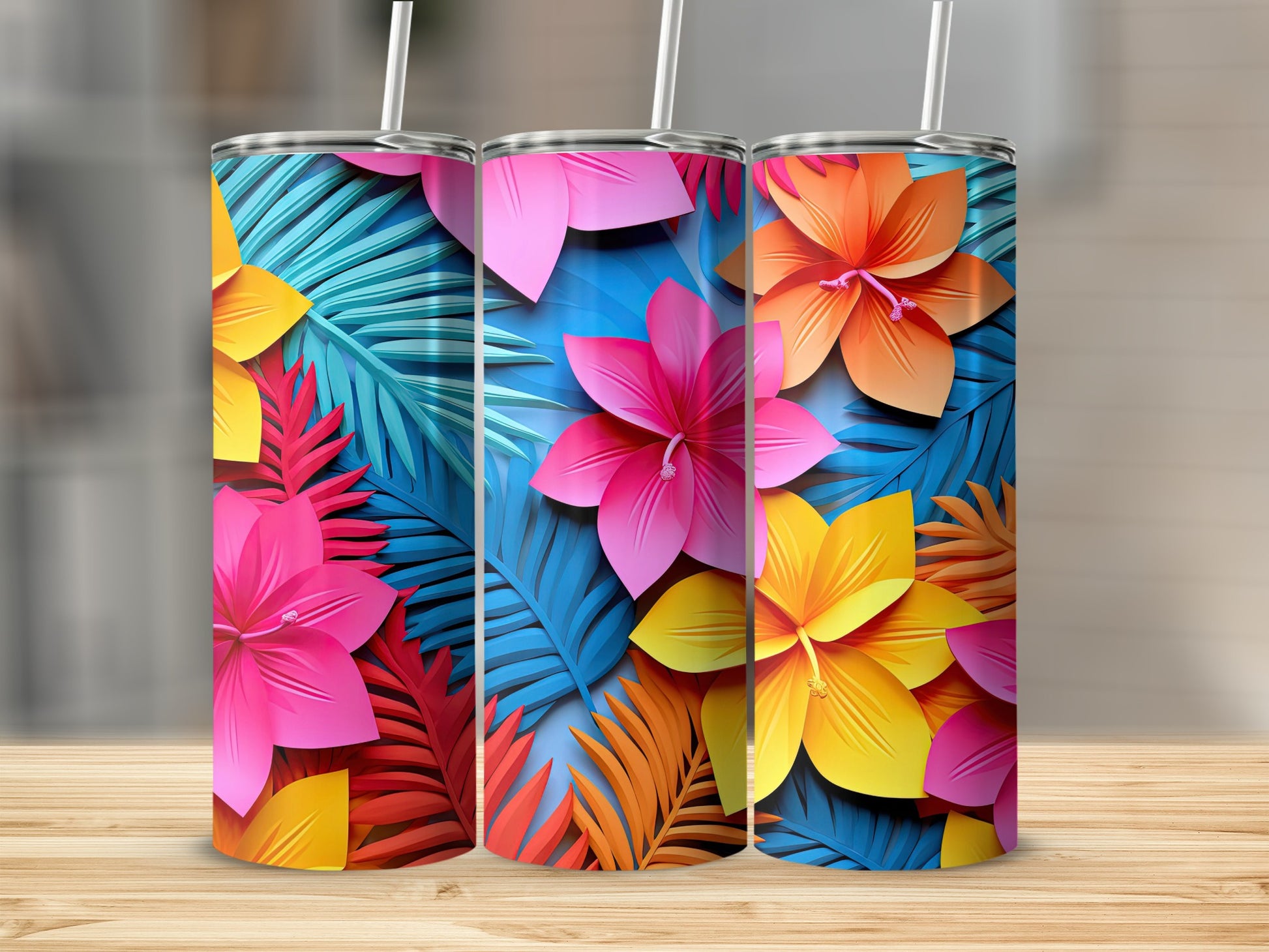 Colorful Tropical Floral Design Drinkware Product