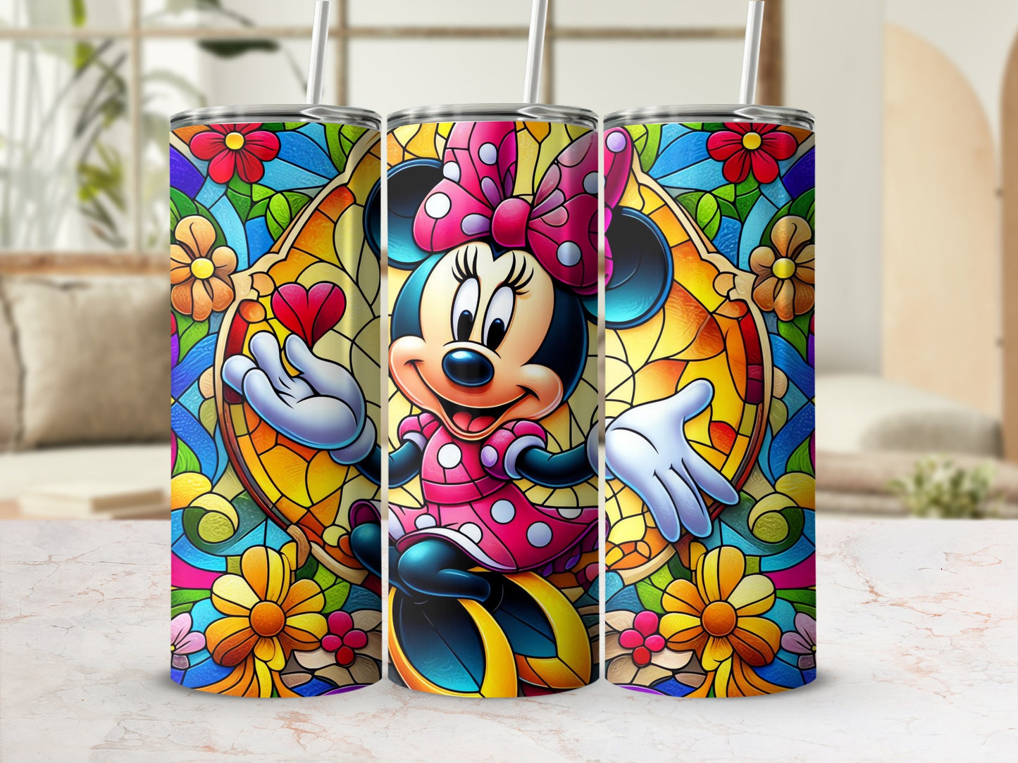Vibrant Character Design Stained Glass Art Tumbler