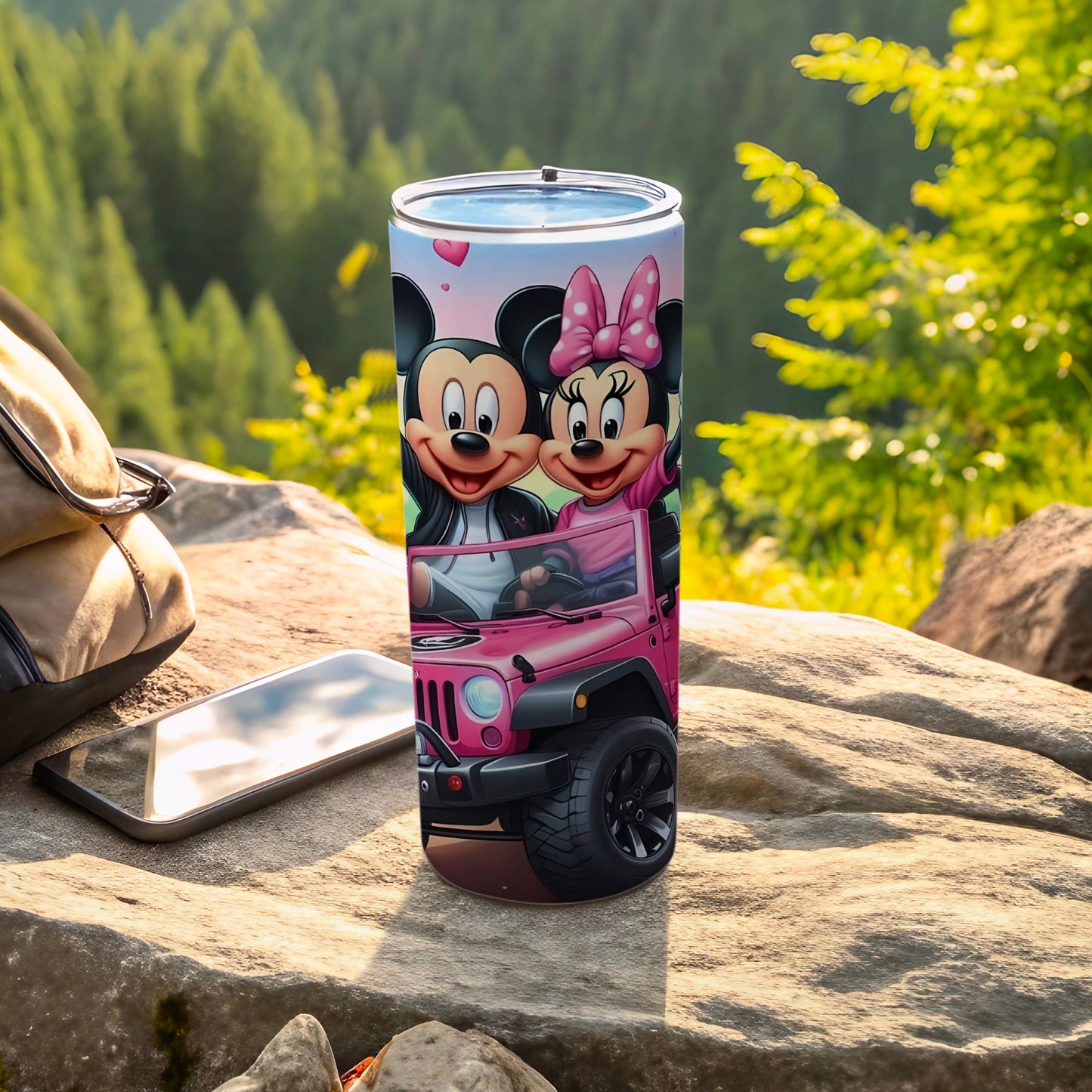 Mickey and Minnie Mouse Enjoying Road Trip Tumbler