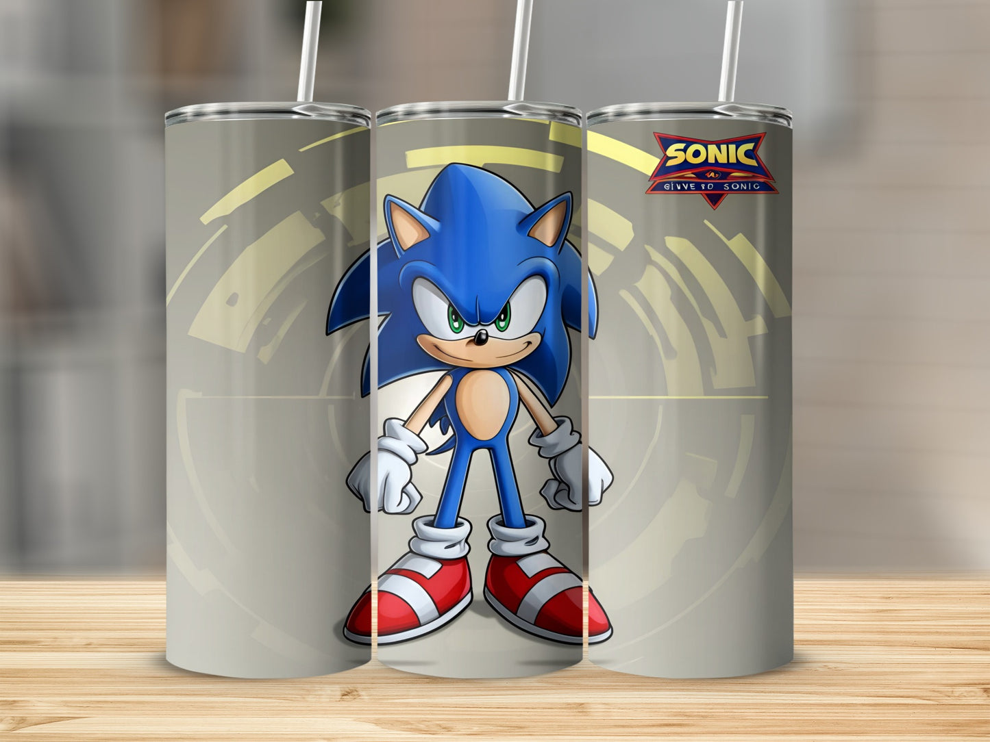 Sonic the Hedgehog character with "Sonic" logo on a neutral background.