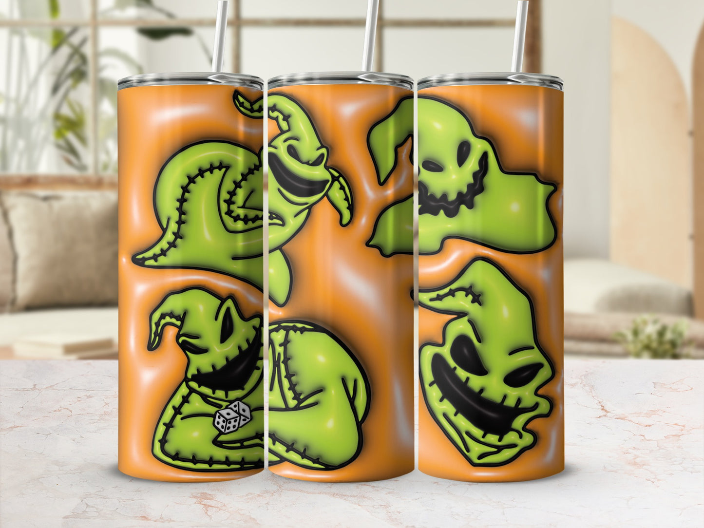 Spooky Green Ghosts Double Walled Stainless Steel Tumbler