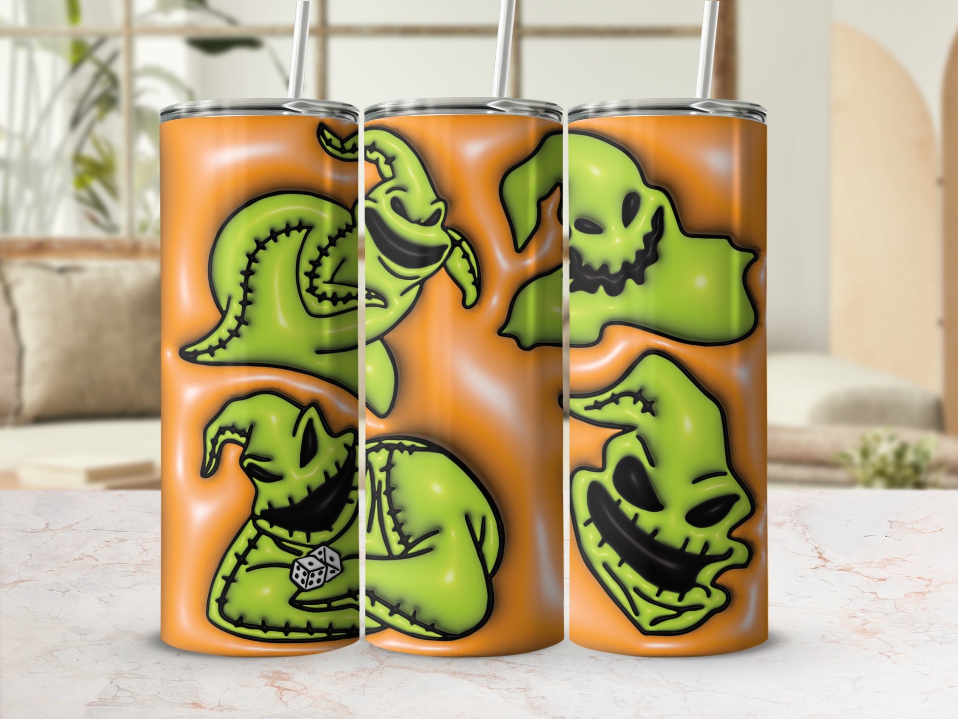 Spooky Green Ghosts Double Walled Stainless Steel Tumbler