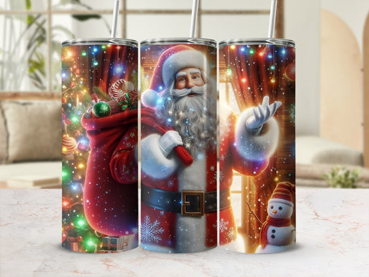 Festive Santa Claus Christmas Tumbler Holiday Gift