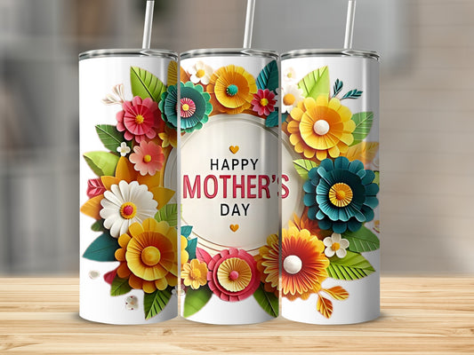 Floral Mother's Day Design Tumbler Cup Stainless Steel