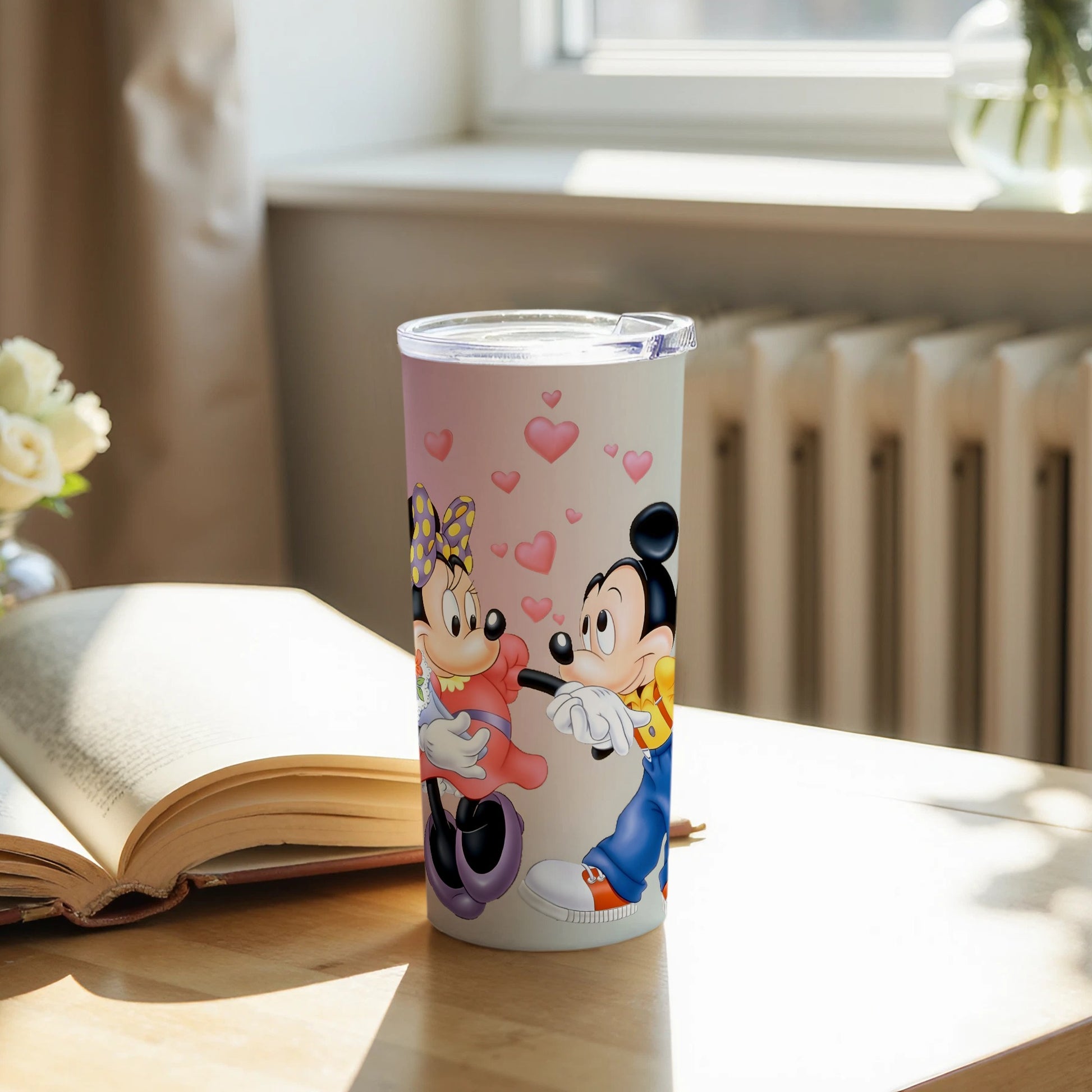Minnie and Mickey Love Heart Design Tumbler Cup