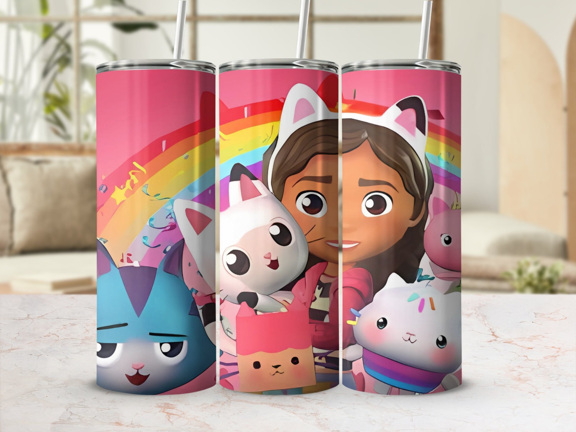 Cute Cartoon Characters and Rainbow Design tumbler