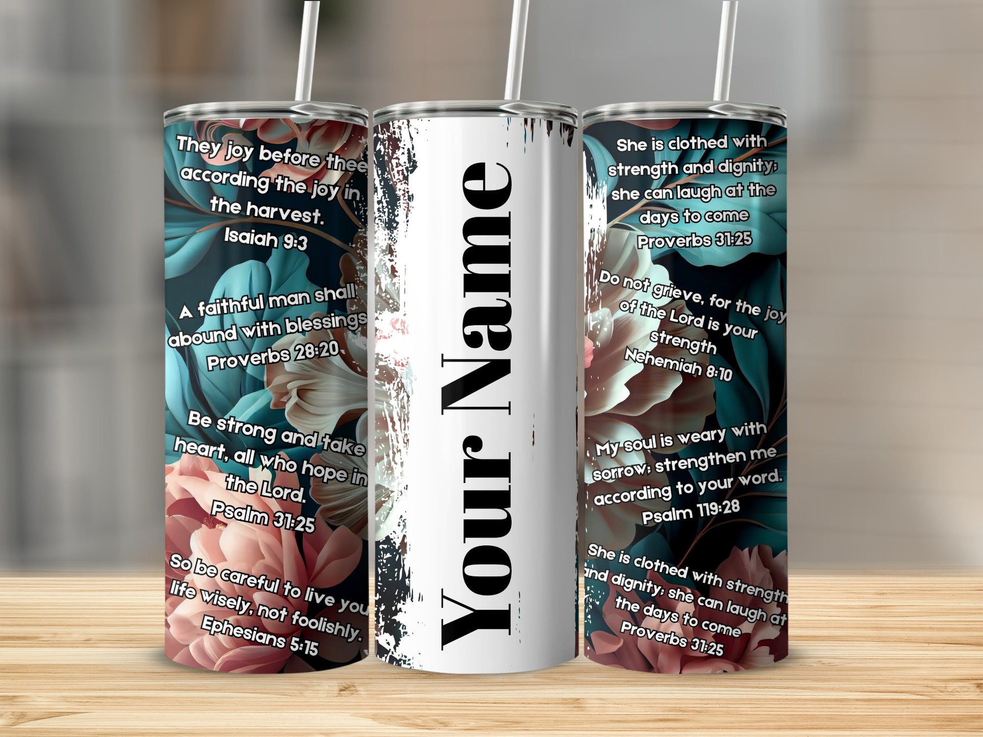 Personalized Inspirational Quotes Floral Tumbler