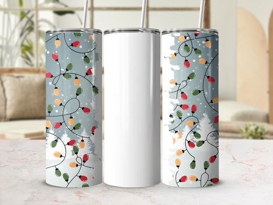 Festive Holiday Lights Design Christmas Tumbler Product