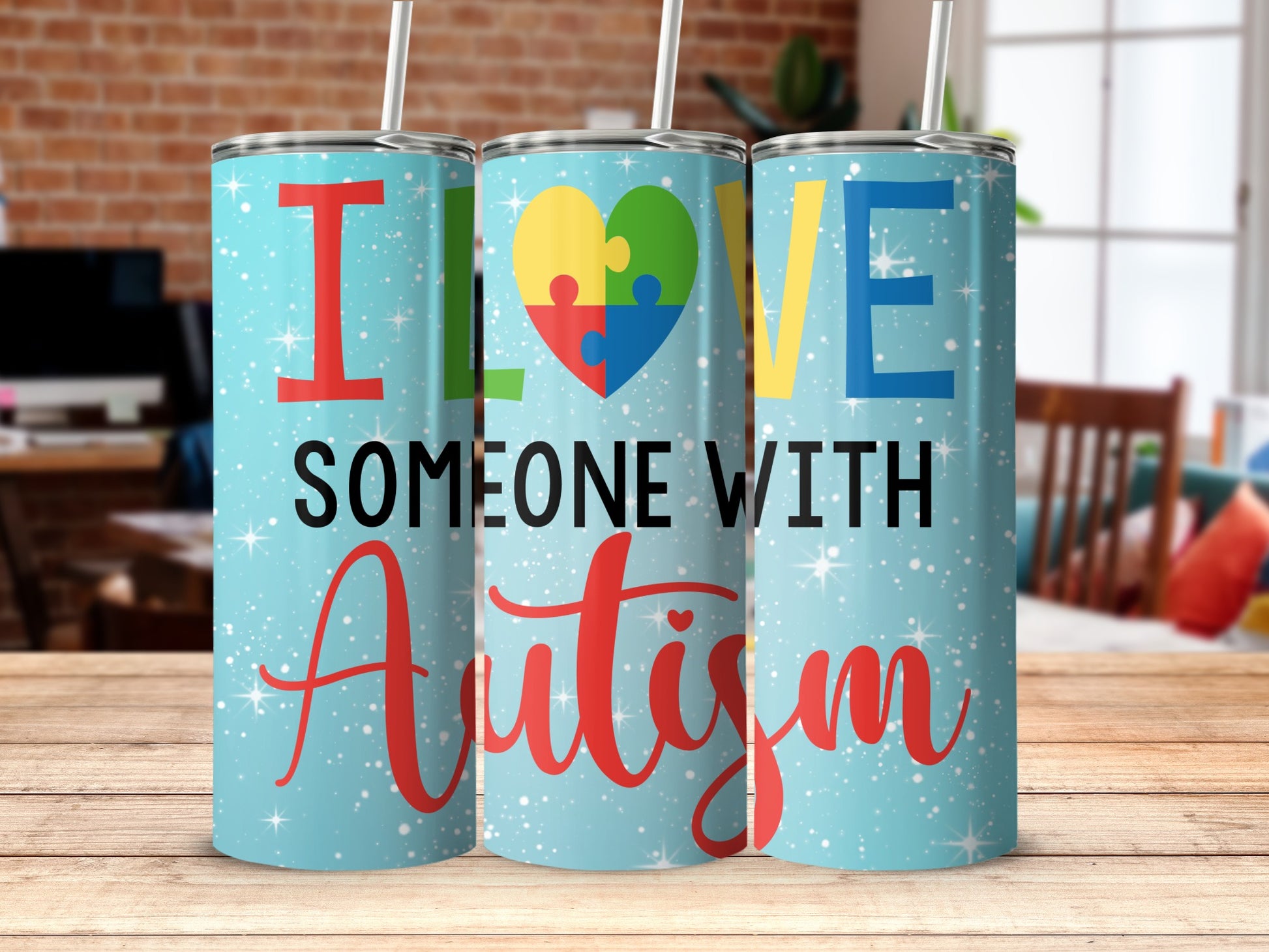 I LOVE SOMEONE WITH AUTISM Custom Tumbler Design