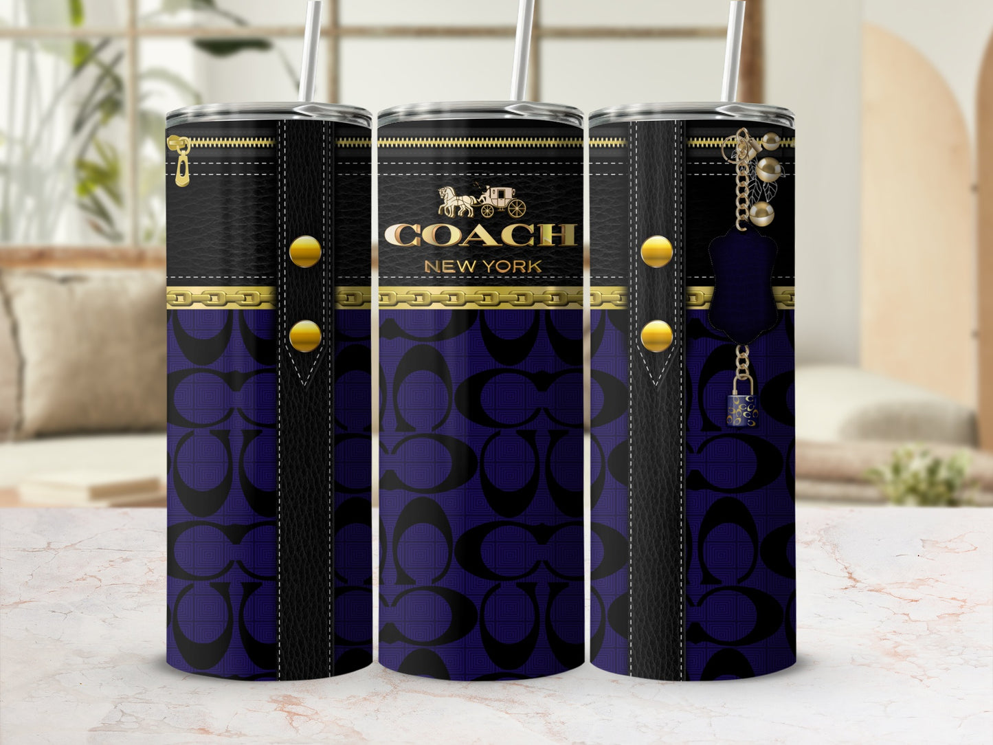 Stylish Coach New York Branded Travel Tumbler Cup