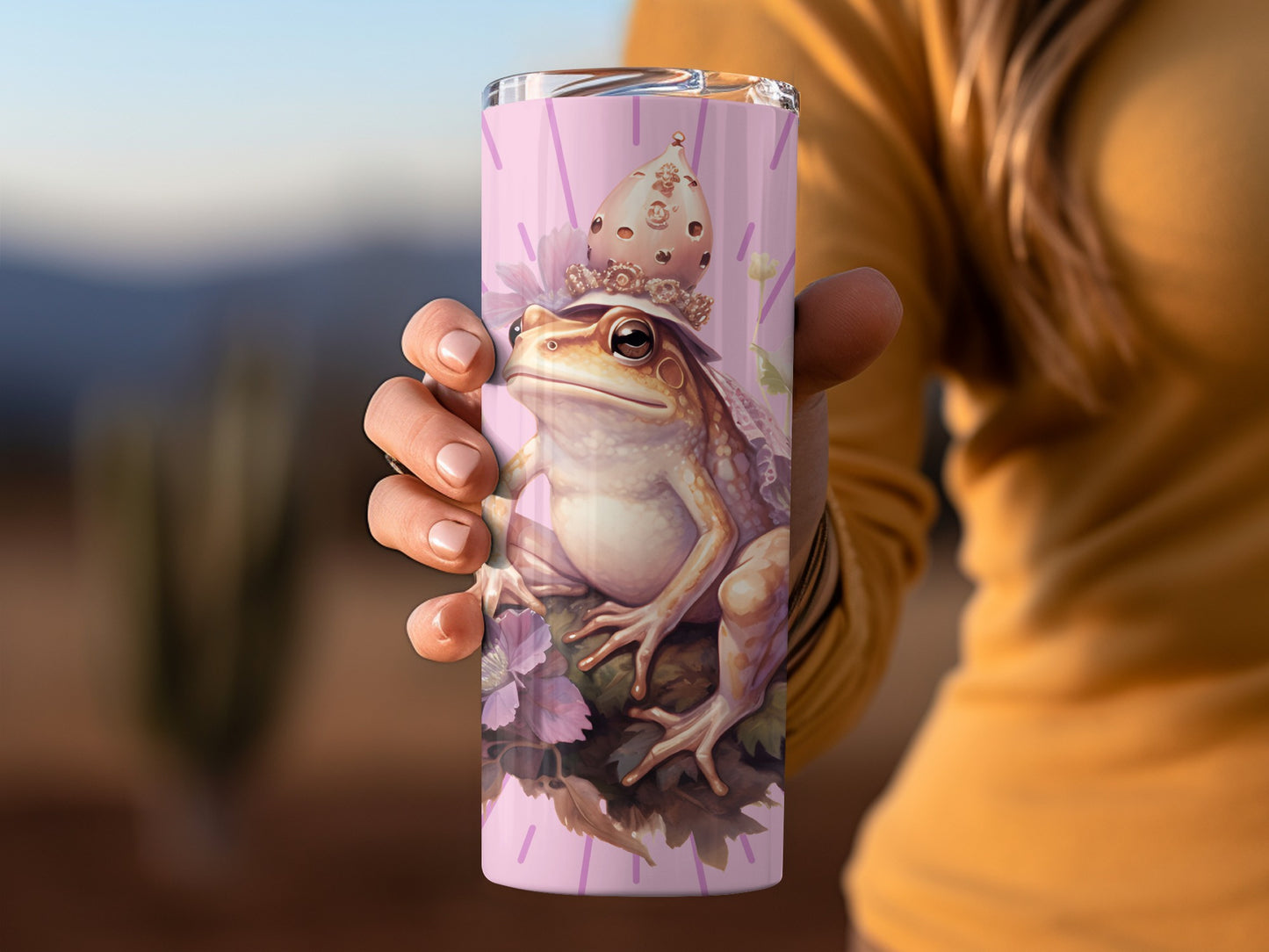 Royal Frog Holding Floral Crown Tumbler Cup