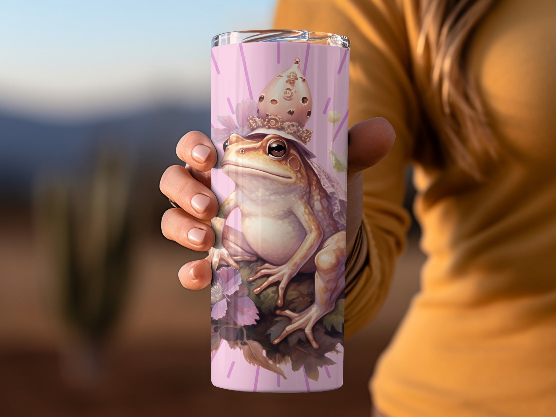 Royal Frog Holding Floral Crown Tumbler Cup