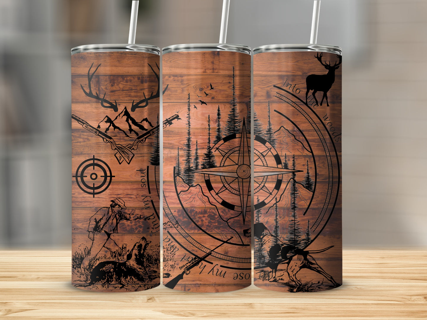 Vintage Hunting and Wildlife Art Tall Tumbler Design