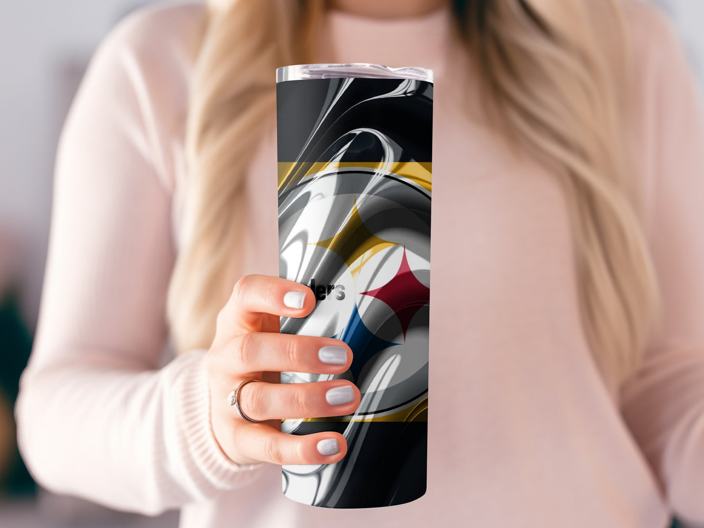 Artistic Steelers Team Logo Swirl Design Fun Tumblers