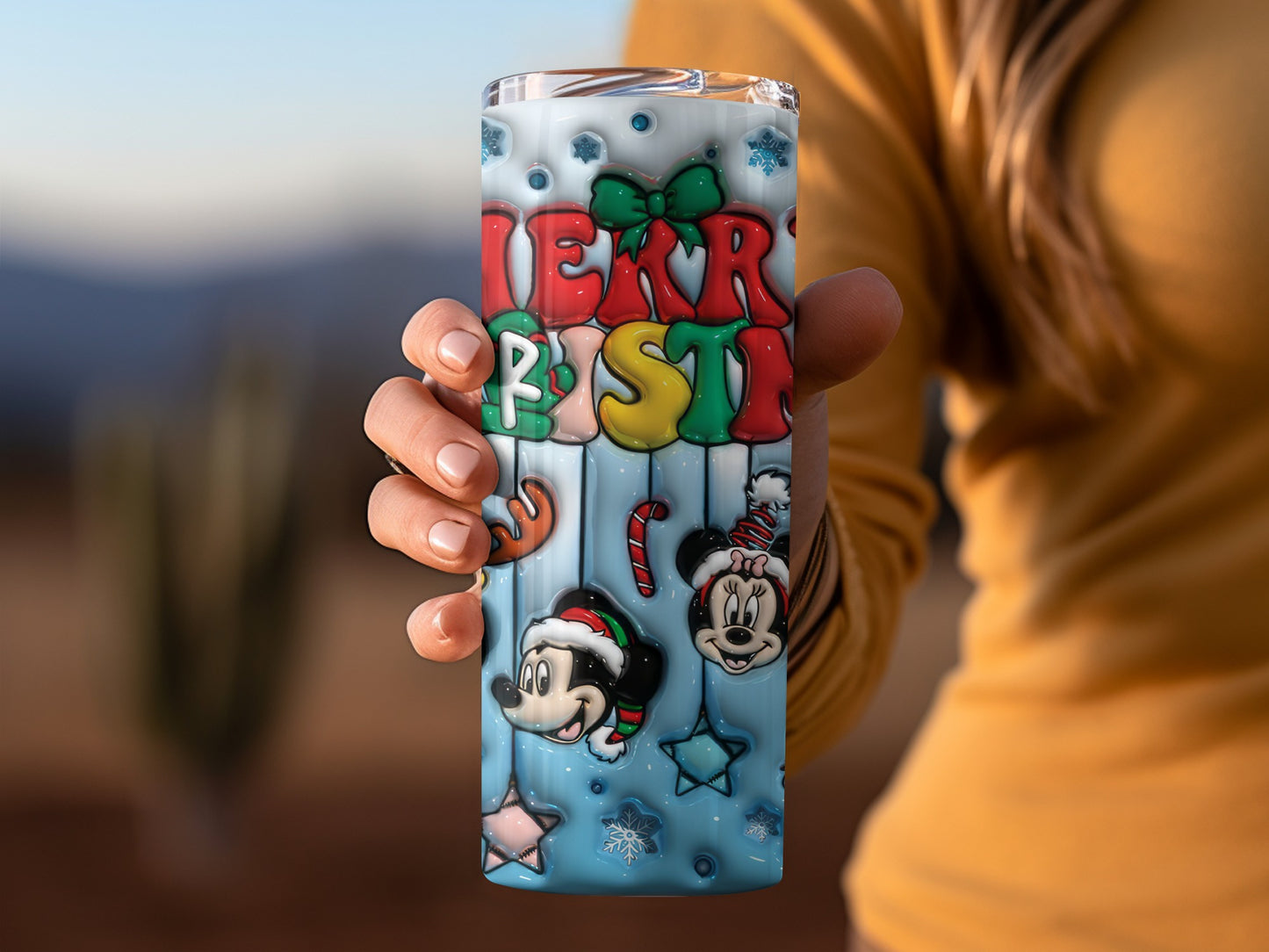 Festive Mickey and Minnie Merry Christmas Tumbler