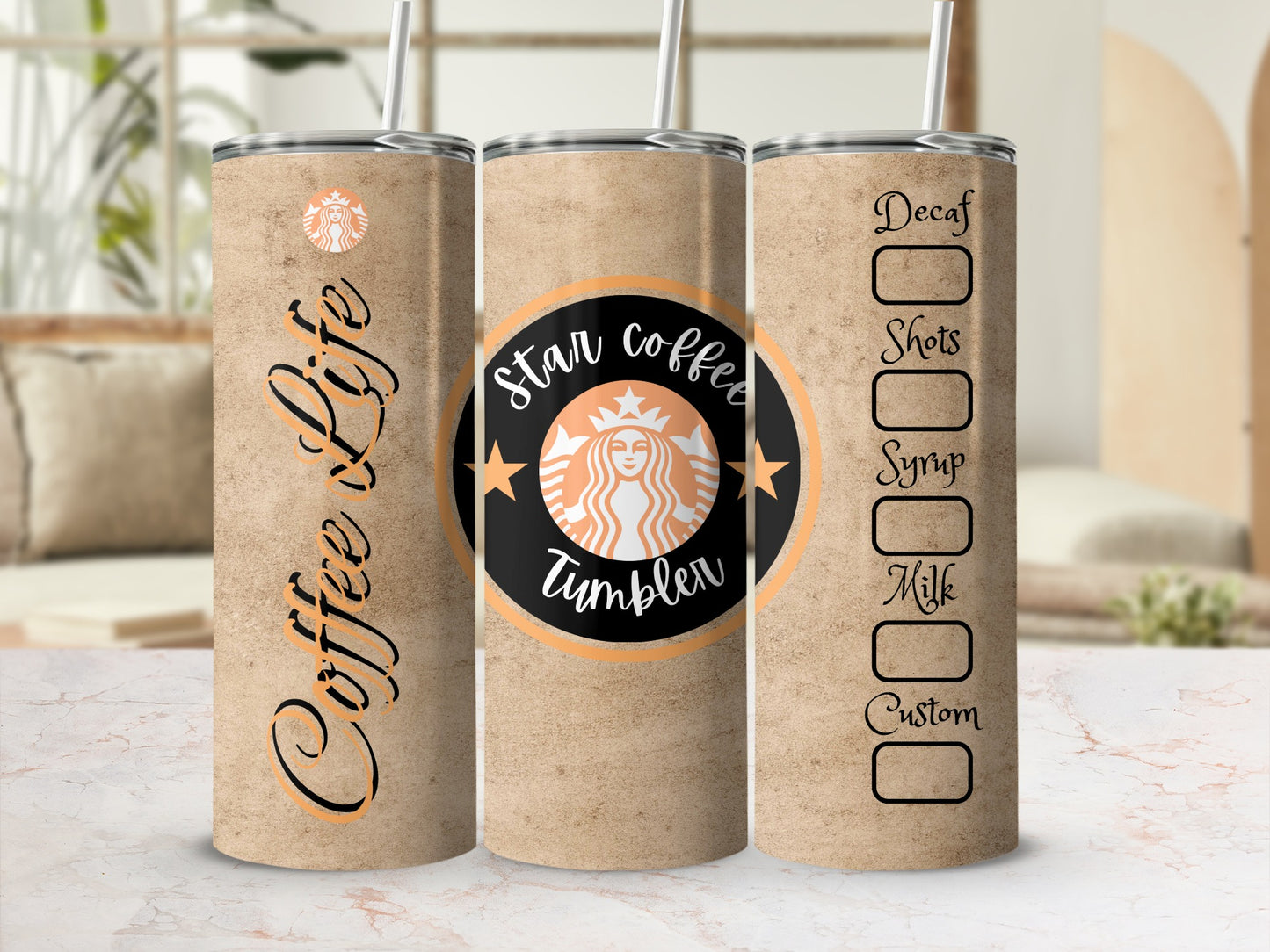 Star Coffee Life Tumbler Customizable Drinkware