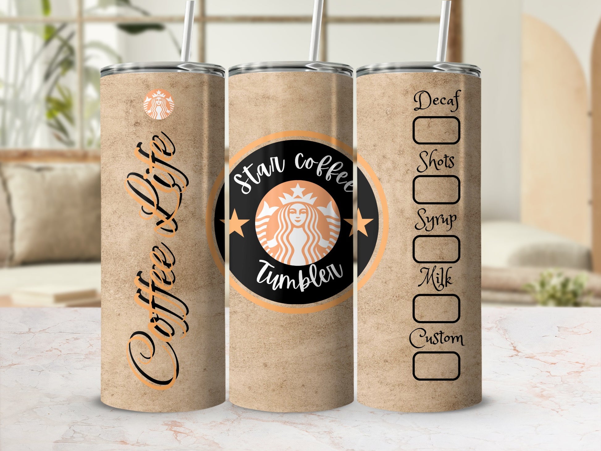 Star Coffee Life Tumbler Customizable Drinkware