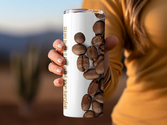 Coffee Lover Tumbler with Coffee Bean Print Design