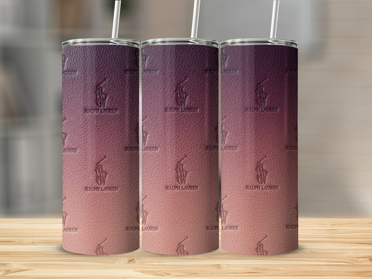 Ralph Lauren Brand Purple and Peach Gradient Tumblers