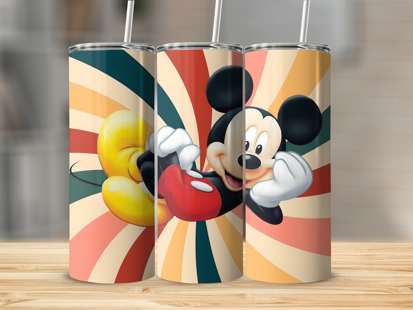 Vibrant Mickey Mouse Artwork on Colorful Tumbler