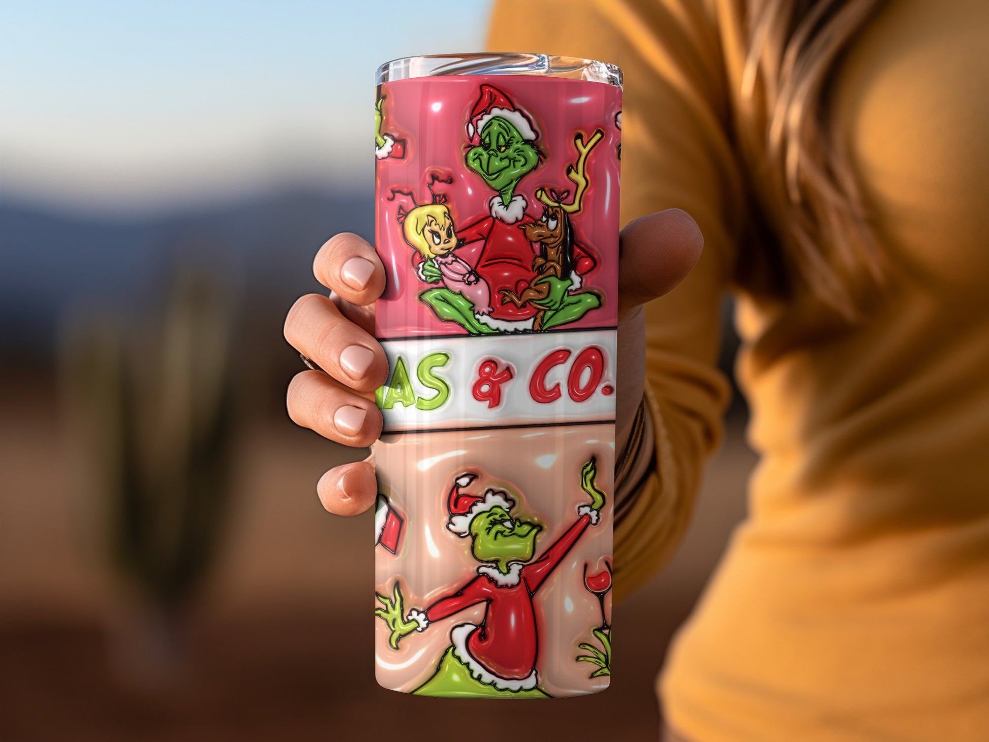Christmas Grinch with Holiday Designs Travel Mug