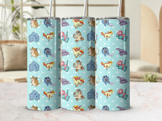 Cute Cartoon Characters on Light Blue Tumbler Product