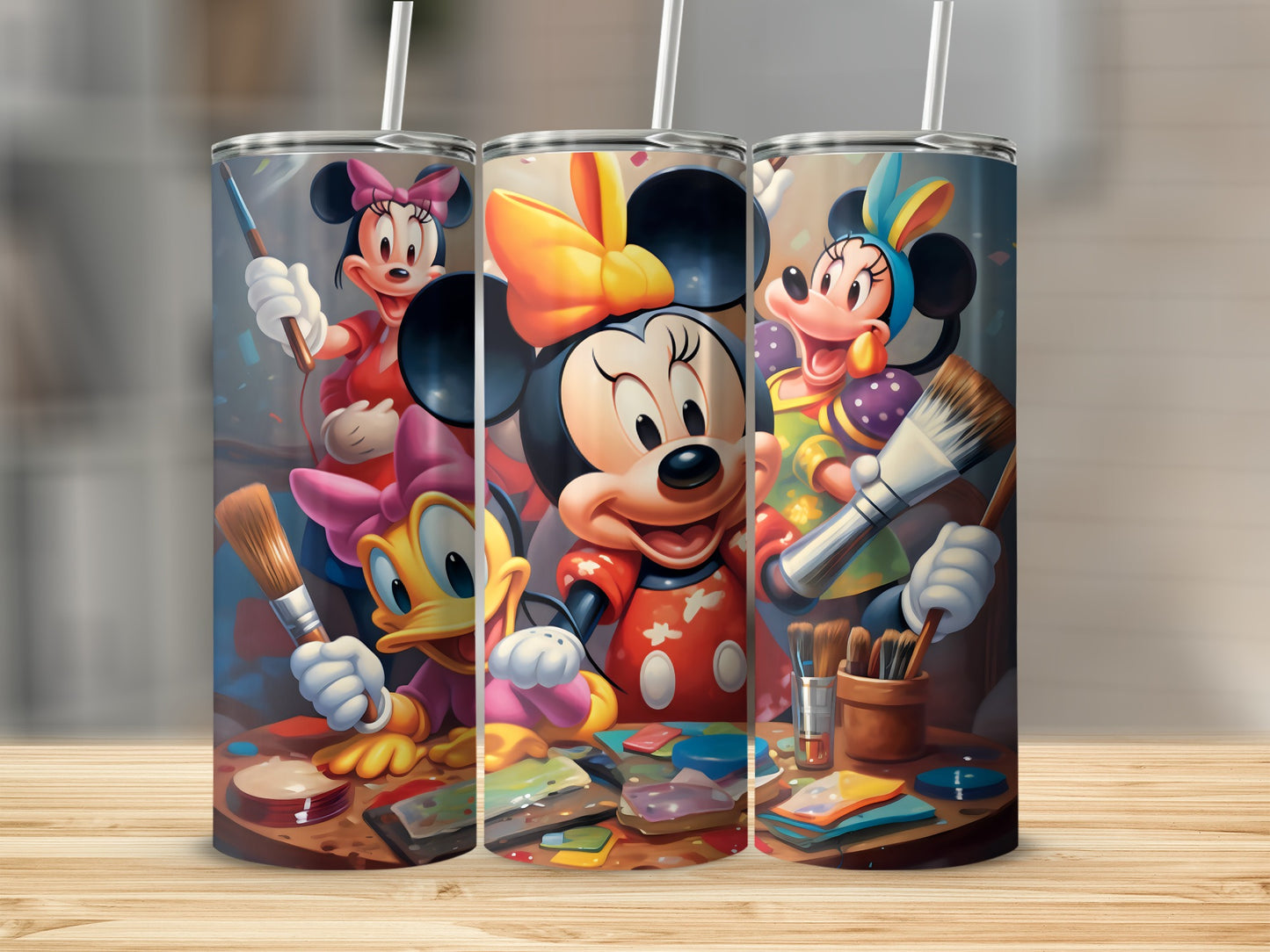 Colorful Minnie and Friends Painting Tumblers