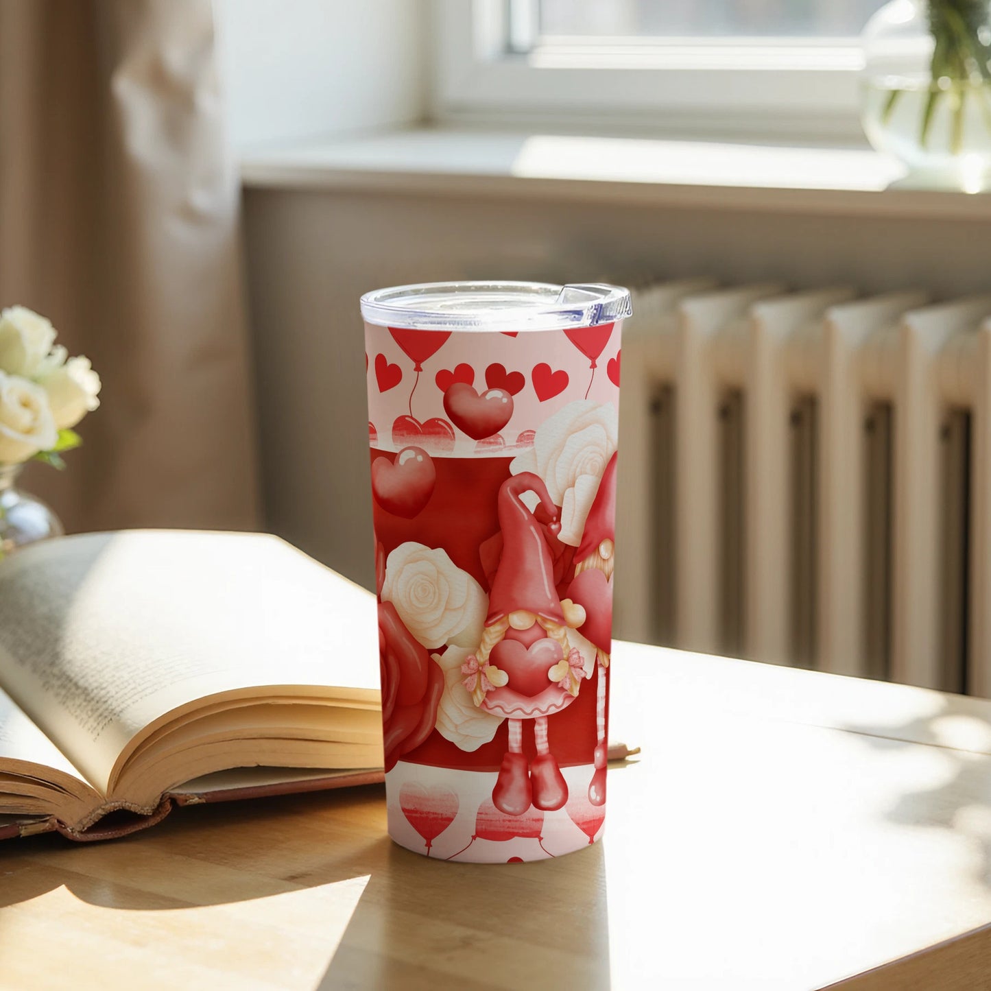 Adorable Heart Themed Gnome Tumbler for Valentine's Day