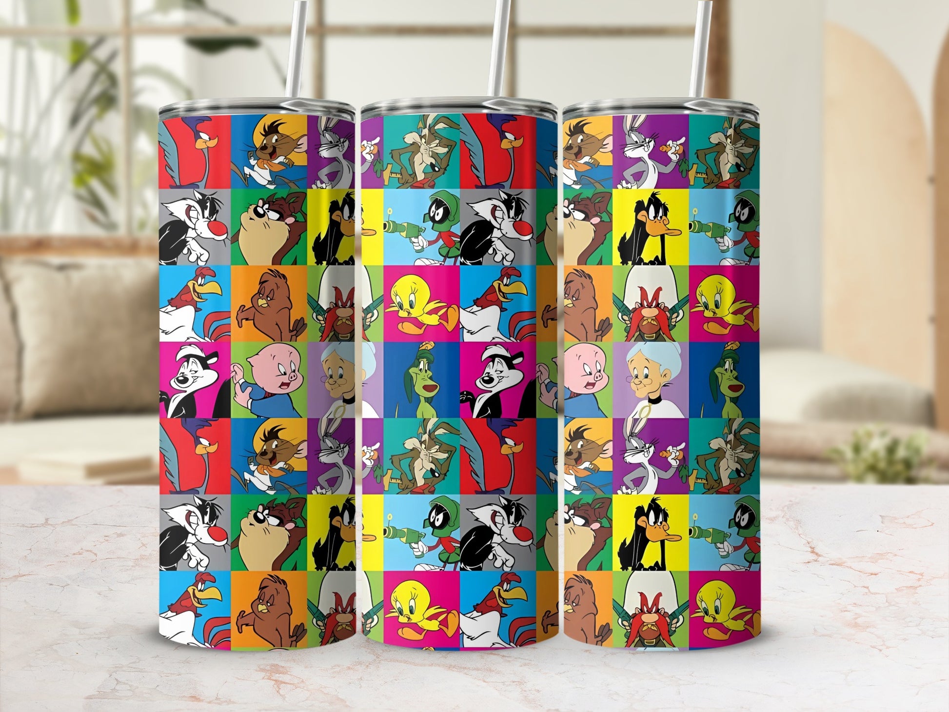 Colorful Cartoon Characters Themed Tumbler