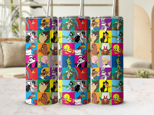 Colorful Cartoon Characters Themed Tumbler