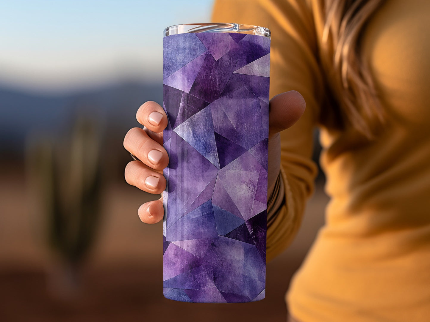 Purple Tones Triangle Artistic Design Pattern Tumblers