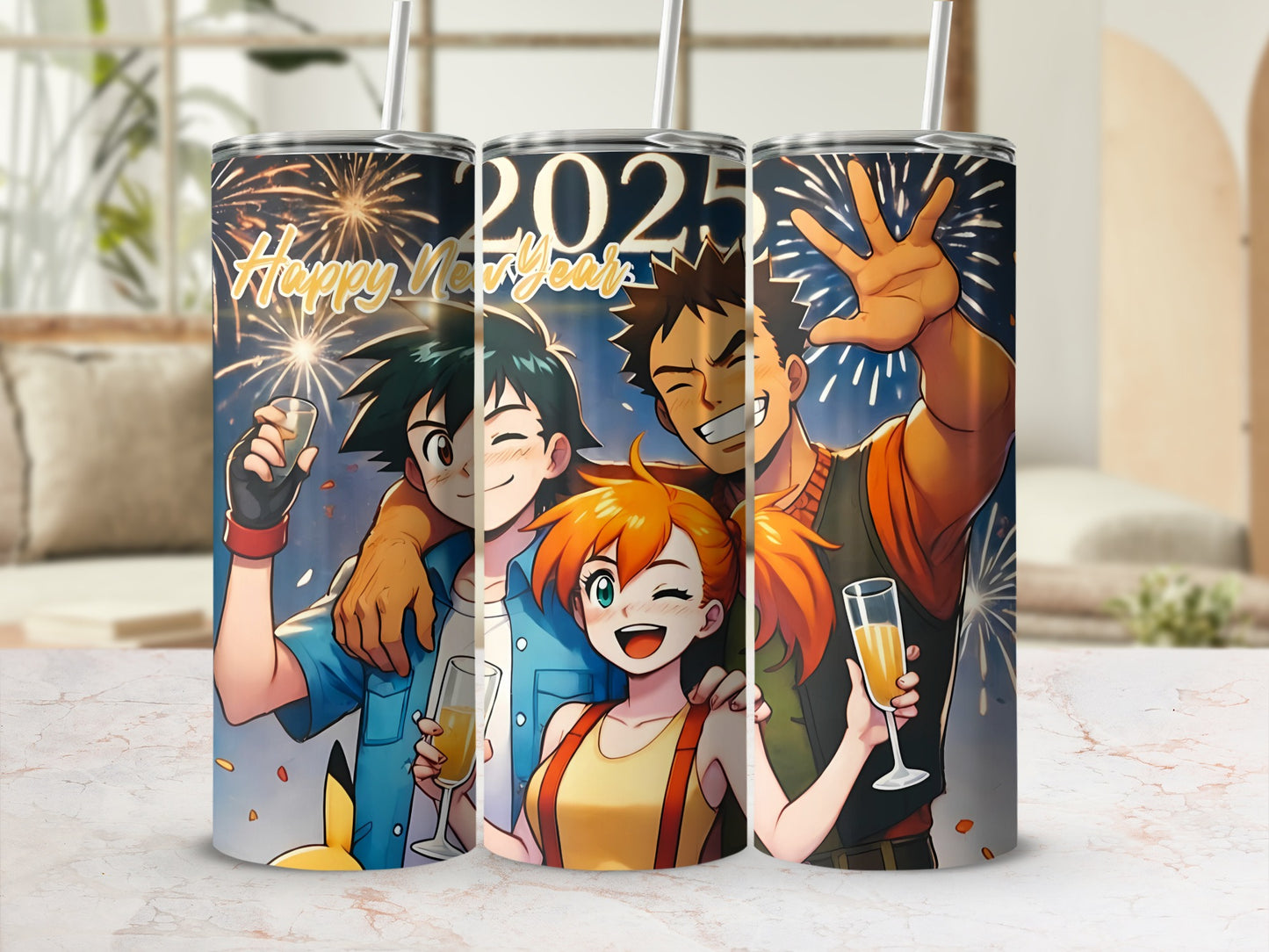 Happy New Year 2025 fireworks anime characters tumbler